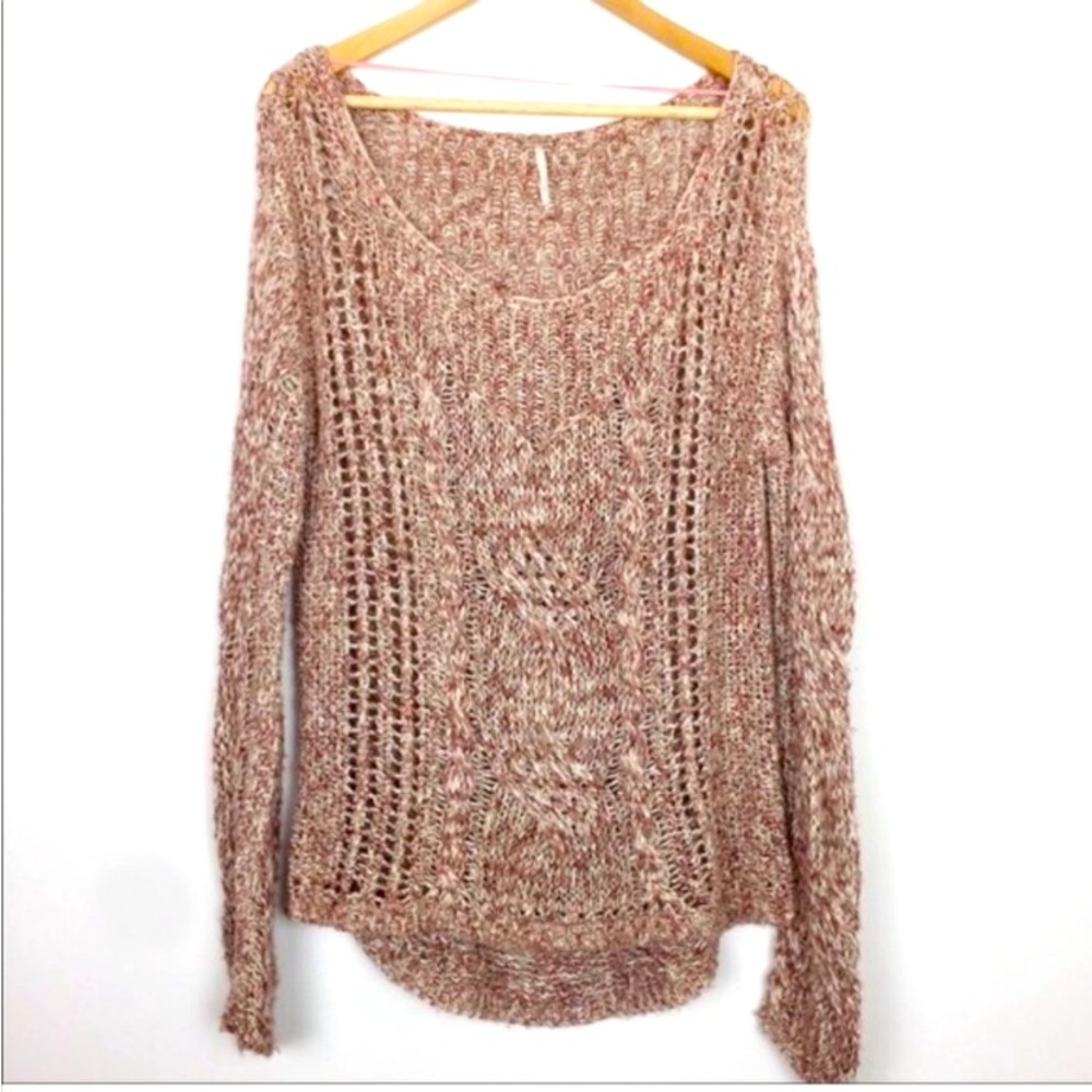 FREE PEOPLE Mauve Crocheted Sweater XS